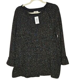 Style & Co NWT‎ Womens 2X Black Confetti Knit Pullover Long Sleeve Sweater